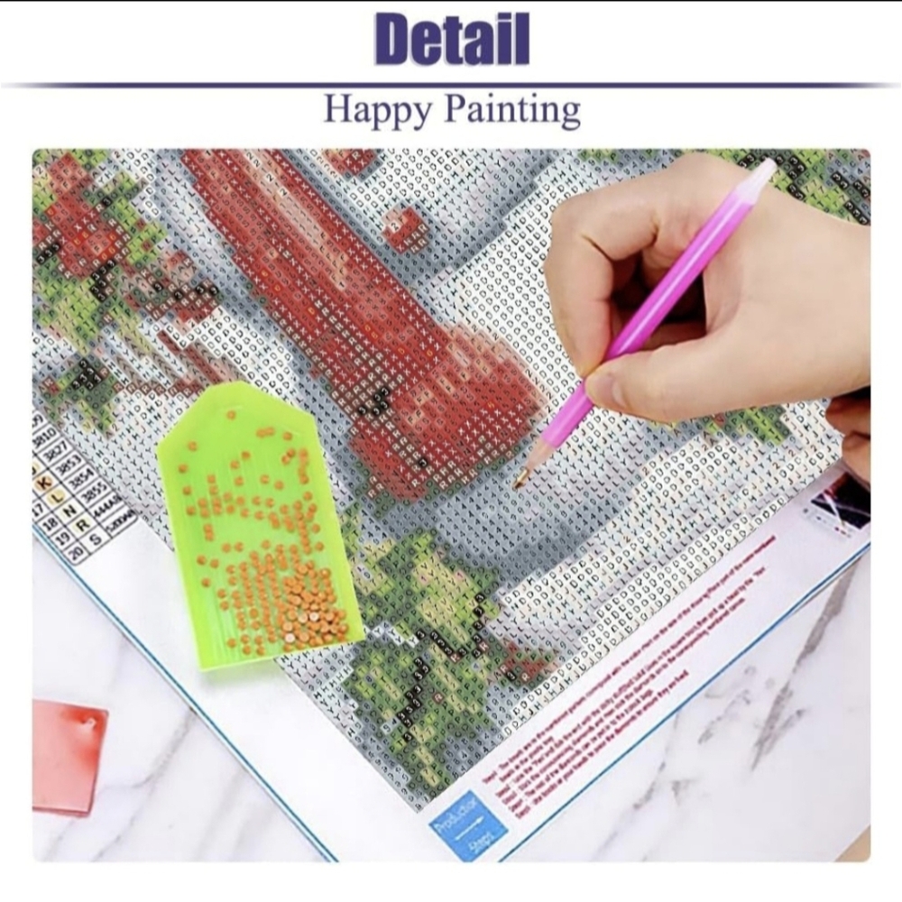 Winter Holiday Red Holly Snowman 5D Diamond Painting Kit New - Picture 6 of 7